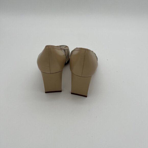 Apostrophe Womens Size 7.5 Sandy Beige Mesh & Leather Heels - Picture 3 of 6